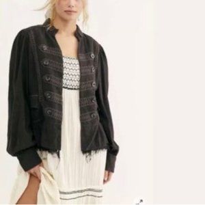 Free People Ariana Black Military Jacket